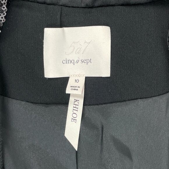 Cinq à Sept Khloe Blazer – Black Sequin Hood & Sleeves, Size 10 - Picture 10 of 13